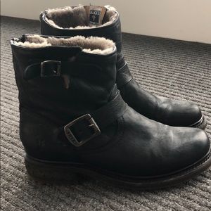 Like new condition Frye moto boots with fur